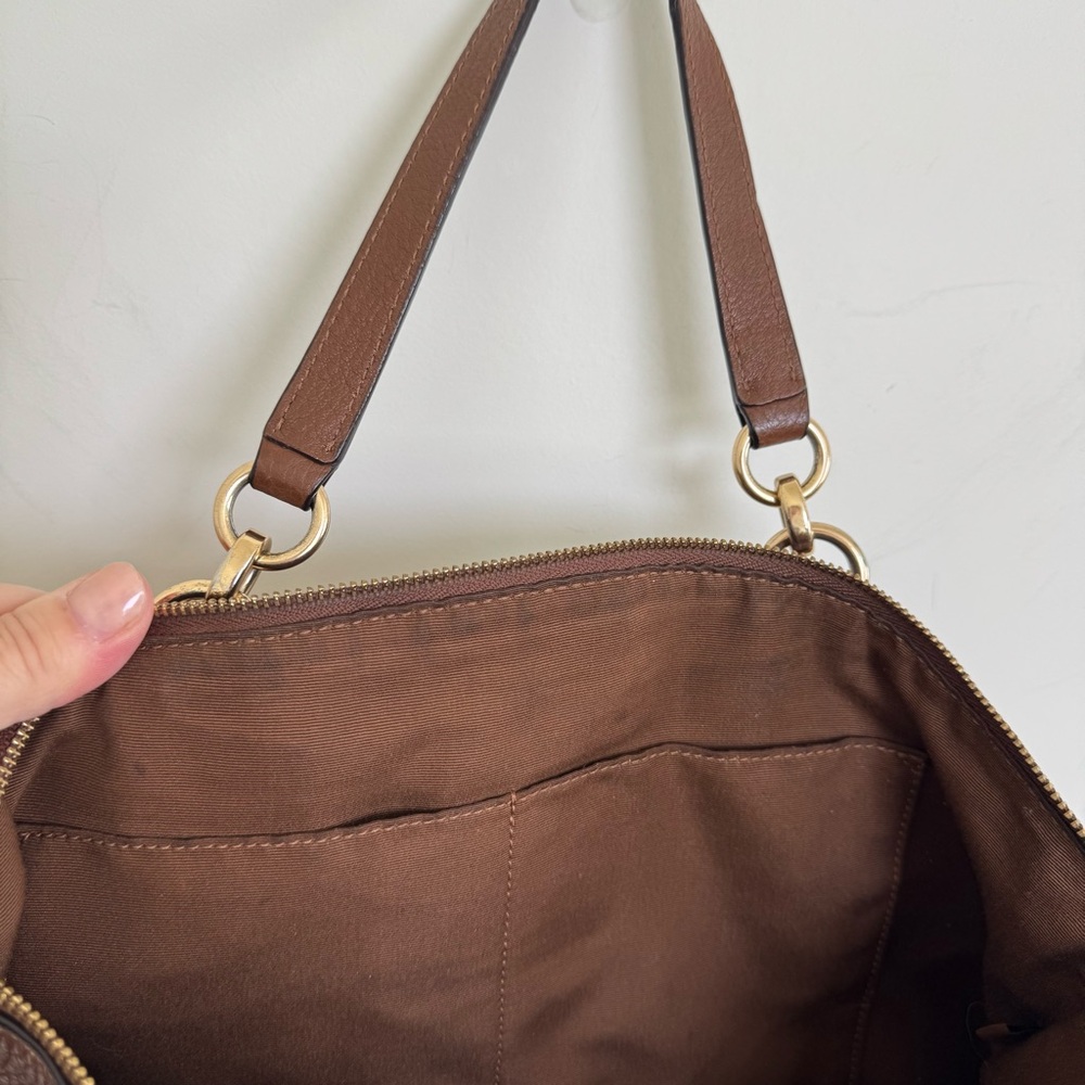 Coach Kelsey Brown Pebbled Leather Double Handles
Zipper Closure Satchel Bag - Picture 11 of 11